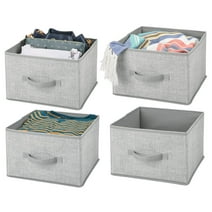 mDesign Foldable Fabric Bin for Cube Organizer - 4 Pack - Gray