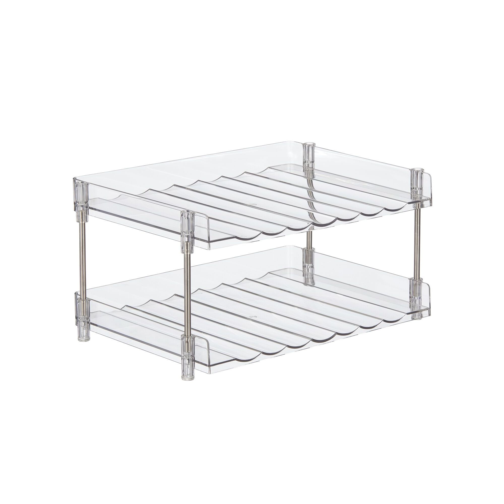 Clear Acrylic and Chrome 2-Tier Stackable Bottle Holder