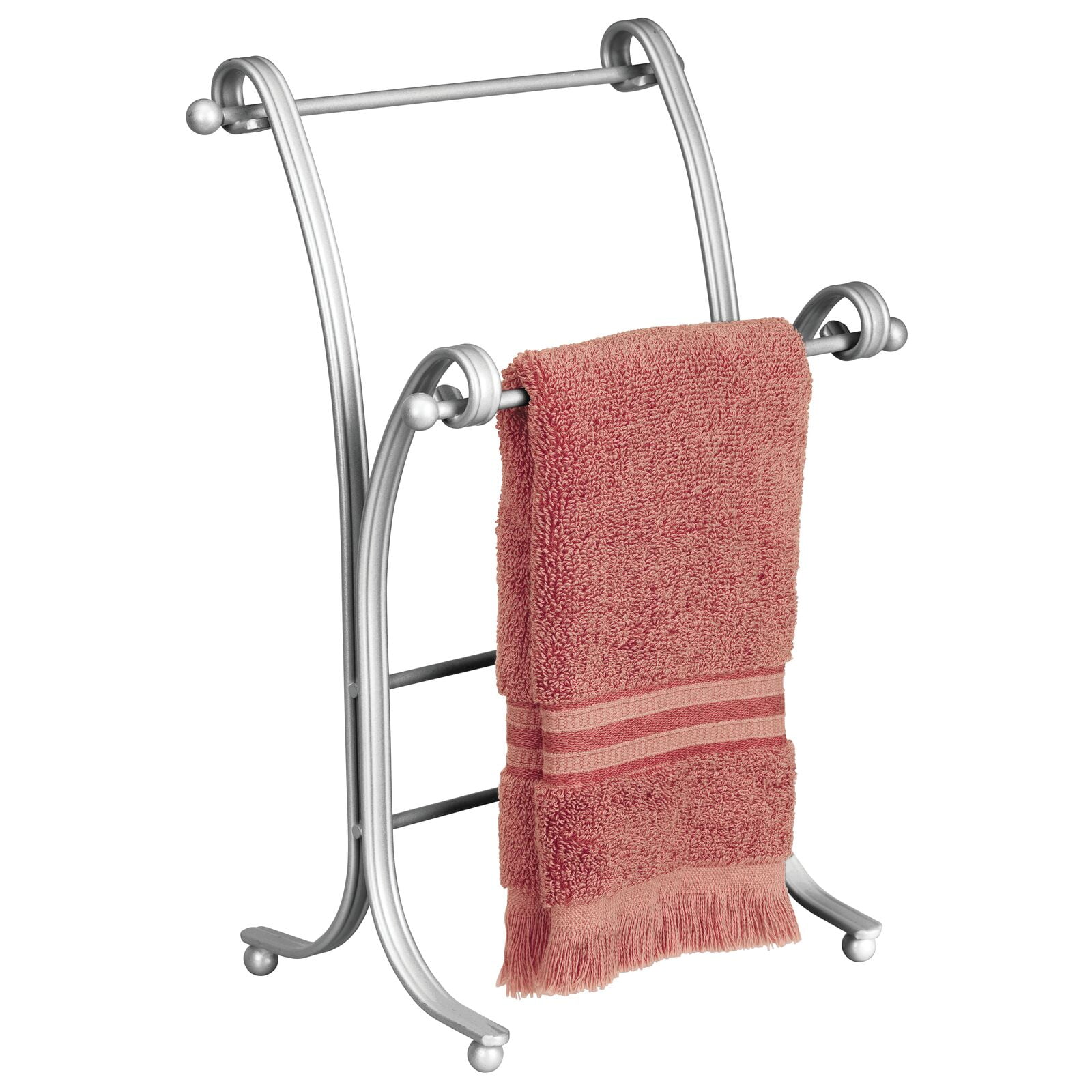 mDesign Stainless Adhesive Bathroom Towel Holder Bar/Rack- 2 Pack