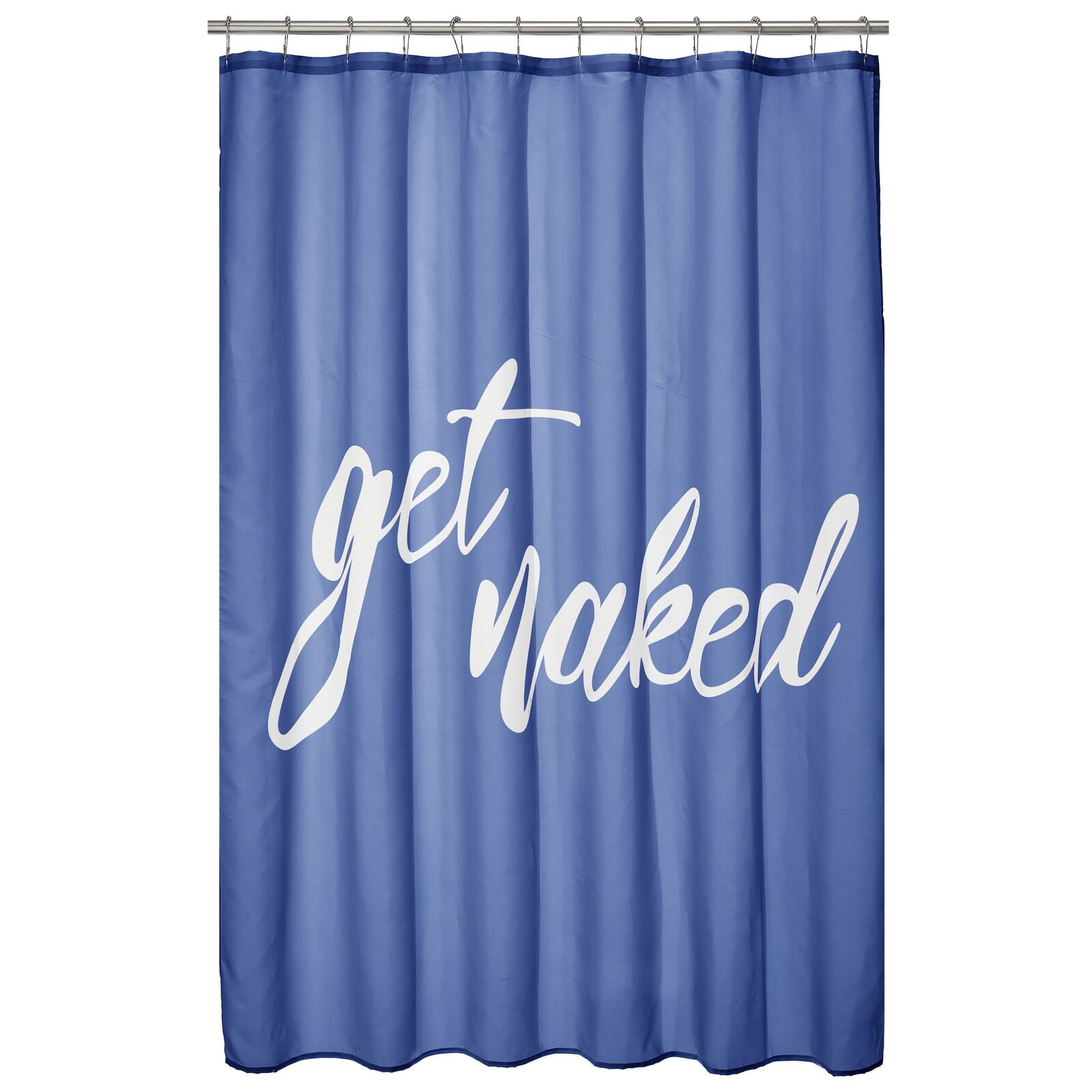 mDesign Get Naked Print Fabric Shower Curtain 72" x 84" Navy Blue