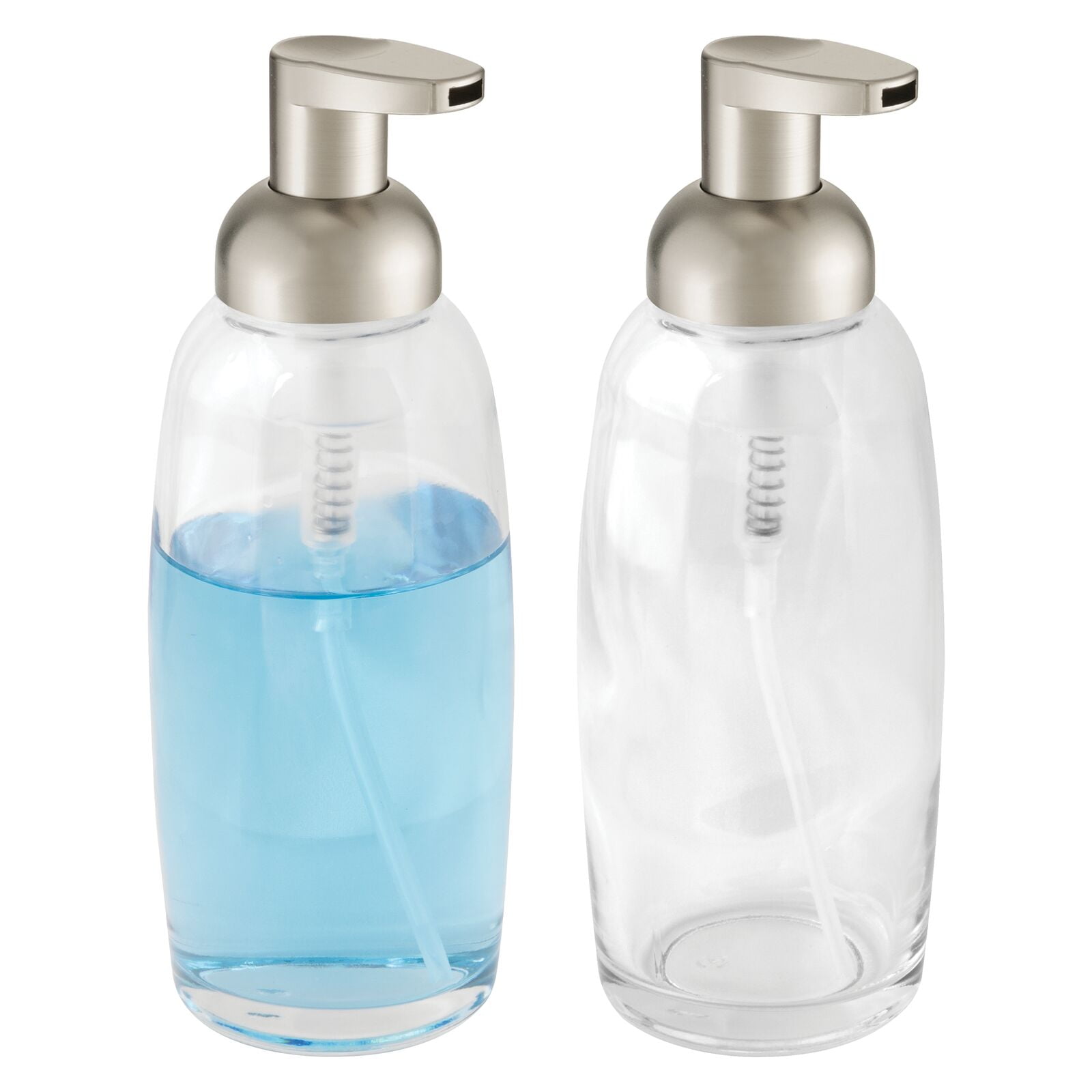 mDesign Large Plastic Modern Bathroom Apothecary Jar, 2 Pack, Clear/Matte  Satin 