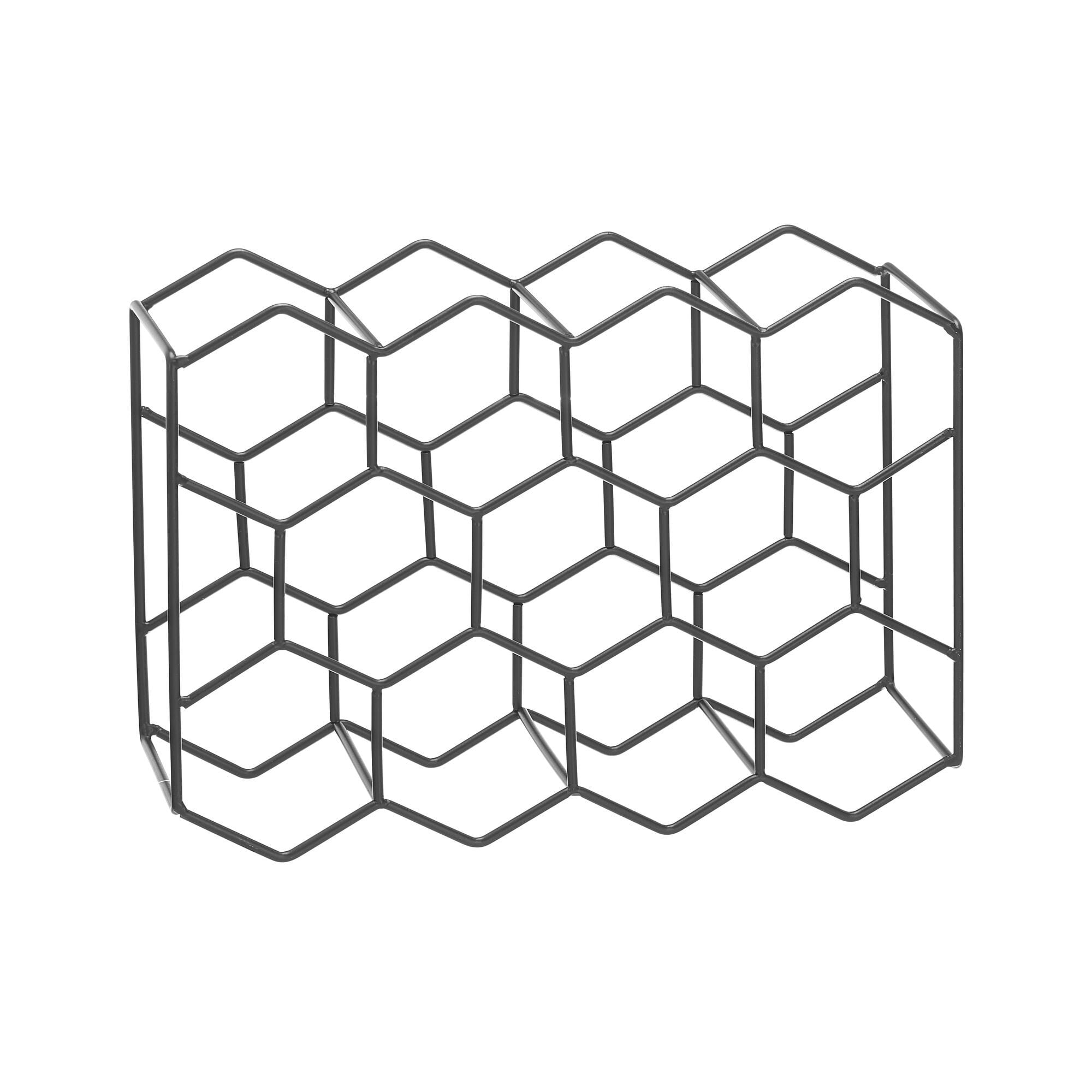 Matte Black Steel Hexagon 11-Bottle Wine Rack