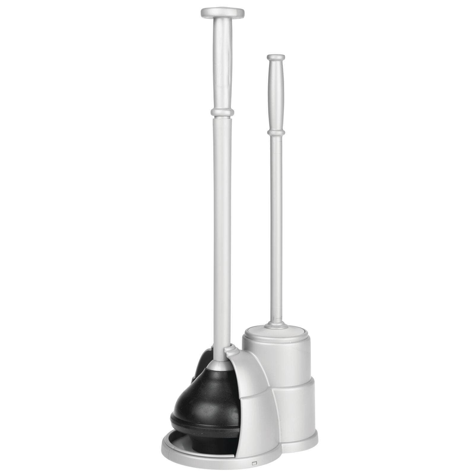 mDesign Hidden Plunger and Brush Set for Bathroom Toilet Silver
