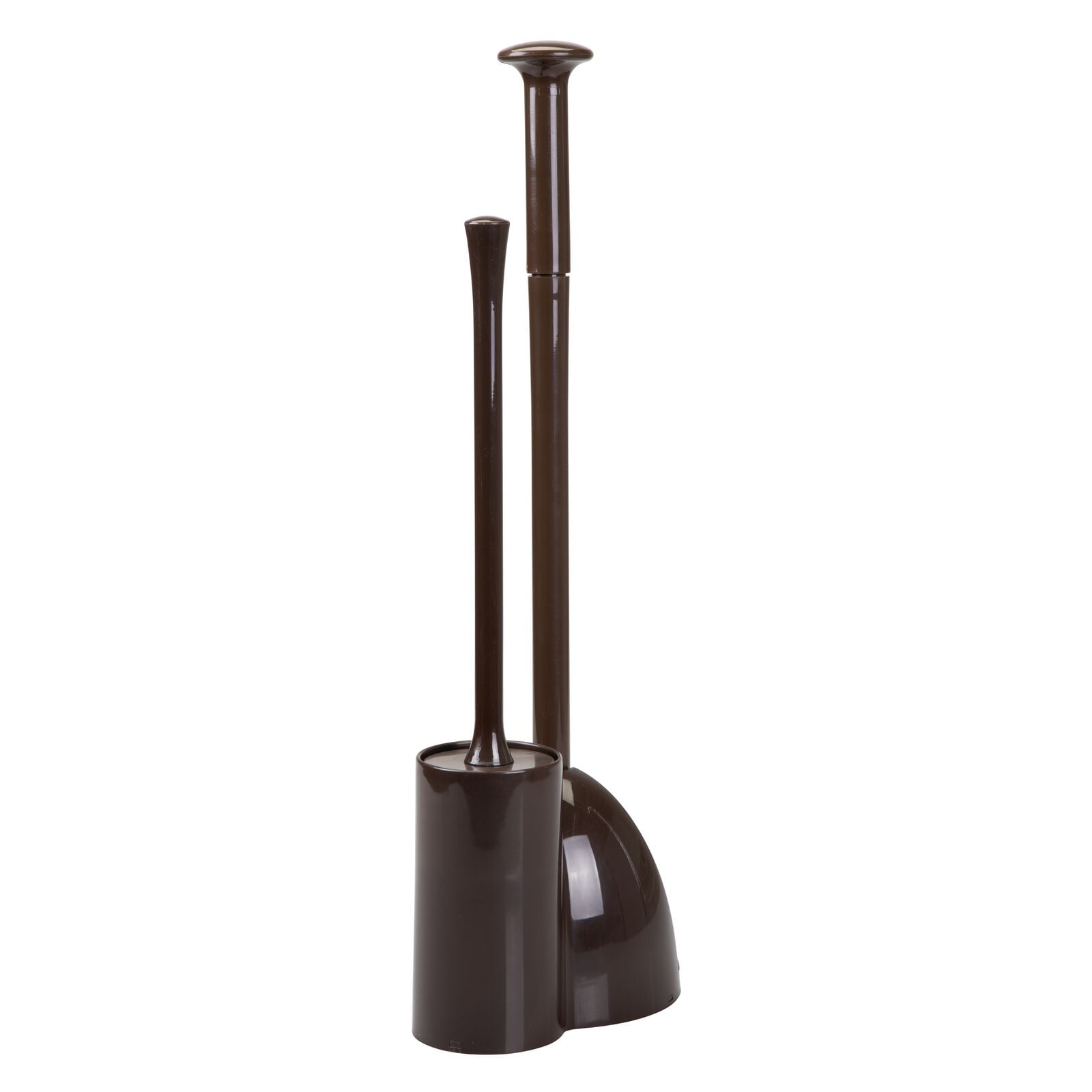 mDesign Hidden Plunger and Brush Set for Toilet Bowl - Dark Brown