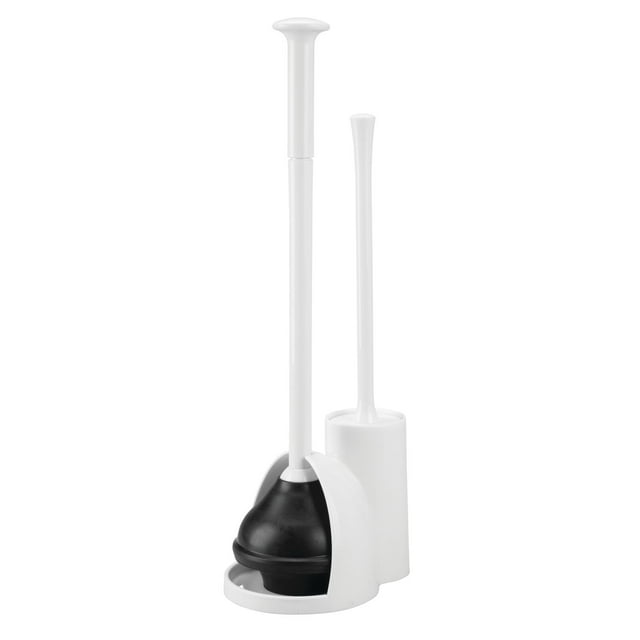 mDesign Hidden Plunger and Brush Set for Toilet Bowl White