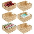 thumbnail image 1 of mDesign Hyacinth Braided Woven Pantry Bin Basket, Handles, 6 Pack, Natural/Tan, 1 of 8