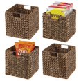 thumbnail image 1 of mDesign Hyacinth Kitchen Storage Basket with Handles, 4 Pack, Brown Wash, 1 of 7