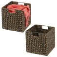 thumbnail image 1 of mDesign Hyacinth Woven Cube Bin Basket Organizer, Handles, 2 Pack, Black Wash, 1 of 9