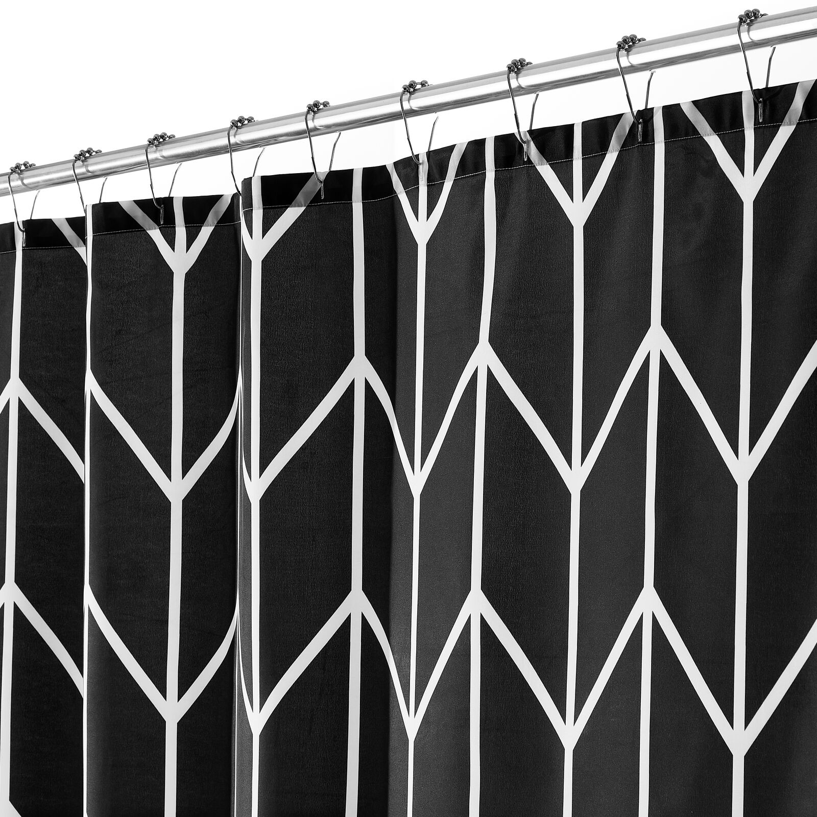 mDesign Inverse Herringbone Modern Shower Curtain 72" x 72" Black