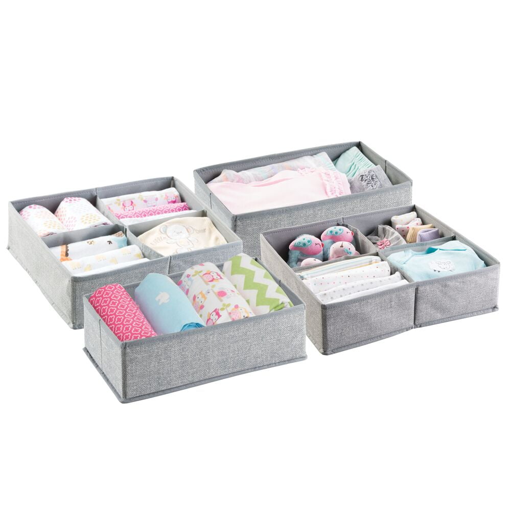 mDesign Kids Fabric Dresser Drawer, Closet Storage Organizer, Set of 2 Gray