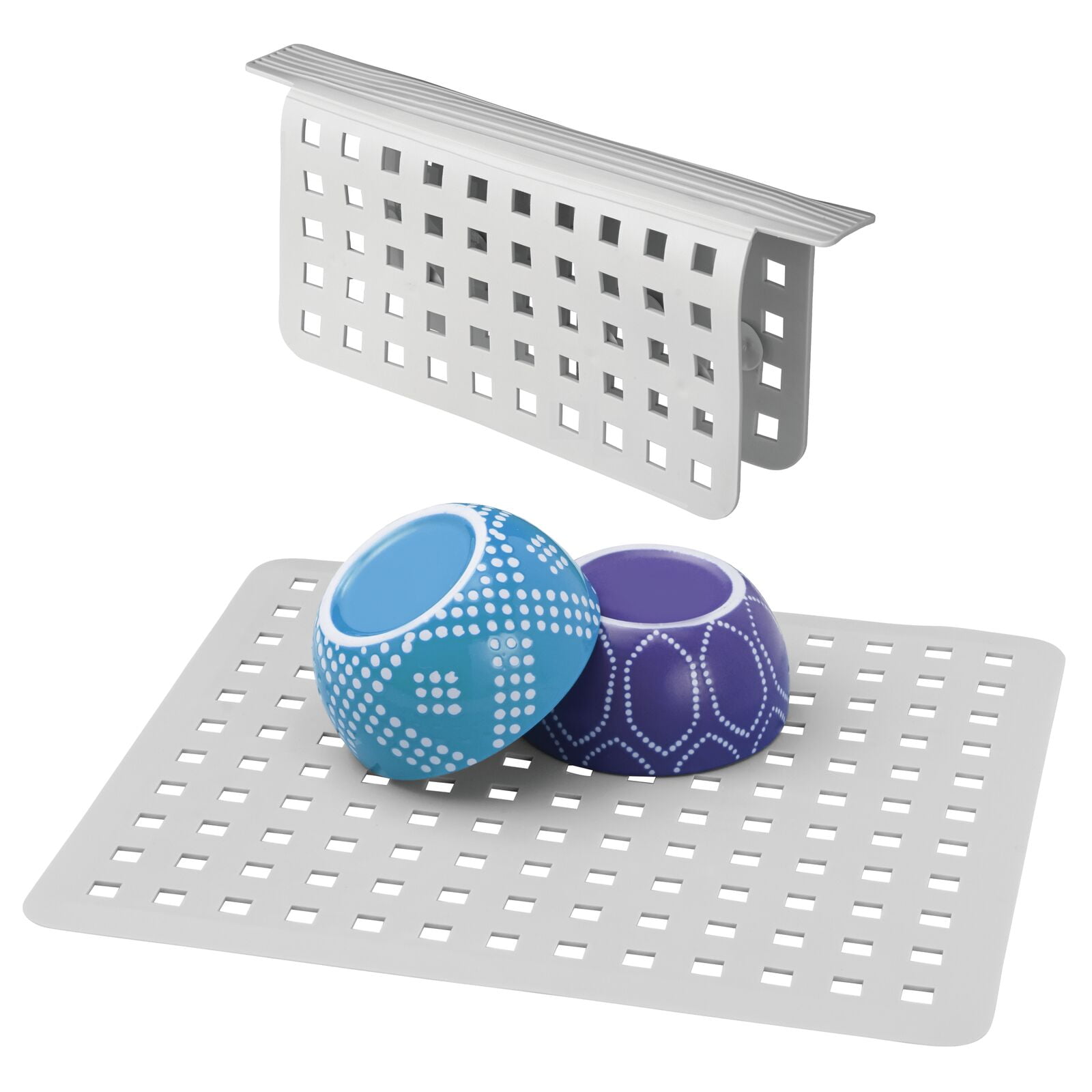mDesign Kitchen InSink Protector Set 1 Sink Saddle, 1 Sink Mat