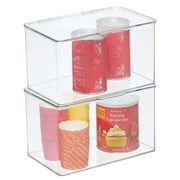 mDesign Kitchen Pantry/Fridge Storage Organizer Box - Hinge Lid, 2 Pack, Clear