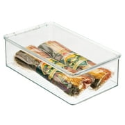 mDesign Kitchen Pantry and Fridge Storage Organizer Box with Hinged Lid - Clear