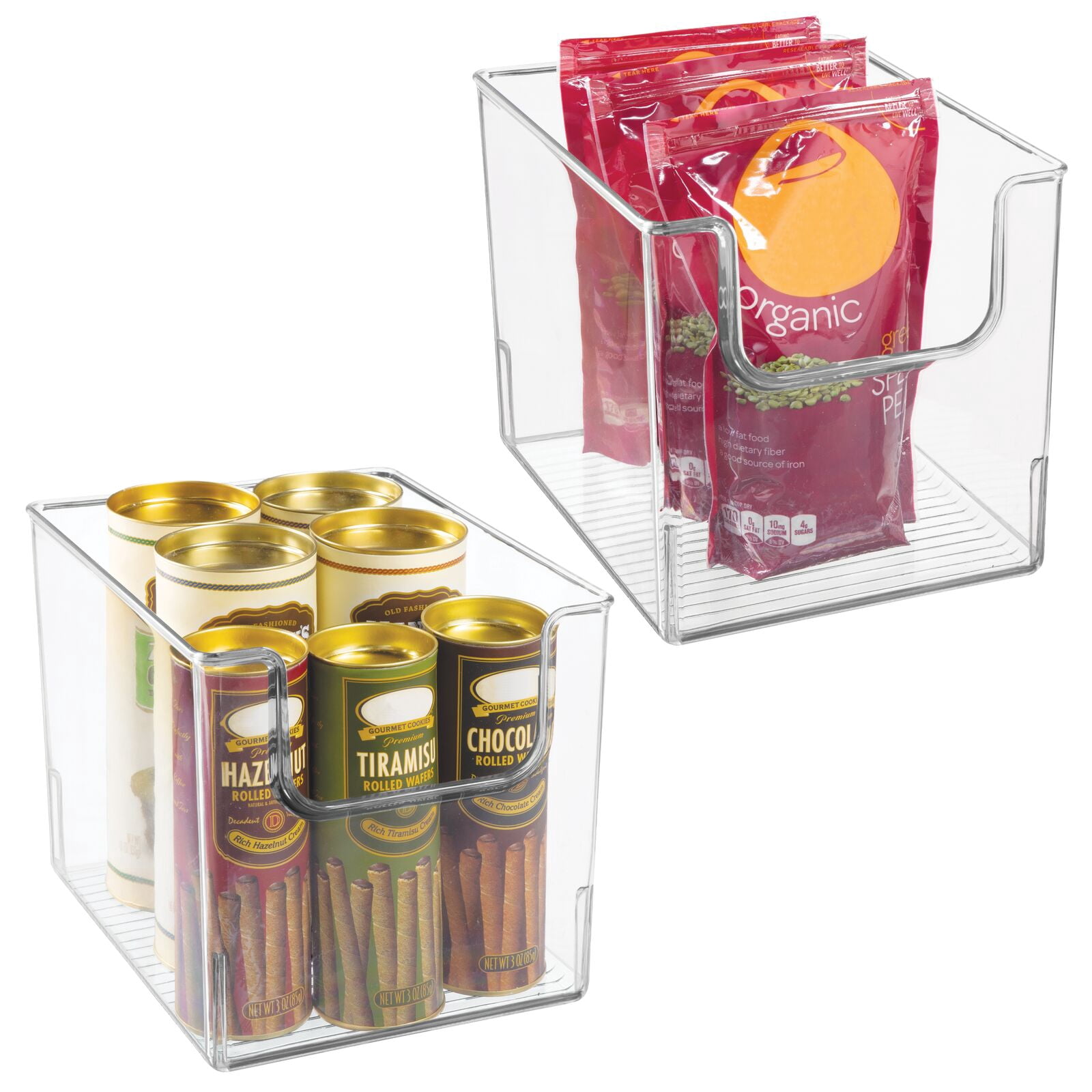 mDesign Kitchen Plastic Storage Organizer Bin with Open Front - 2 Pack ...