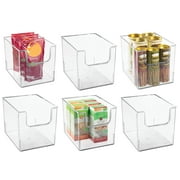mDesign Kitchen Plastic Storage Organizer Bin with Open Front - 6 Pack -  Clear