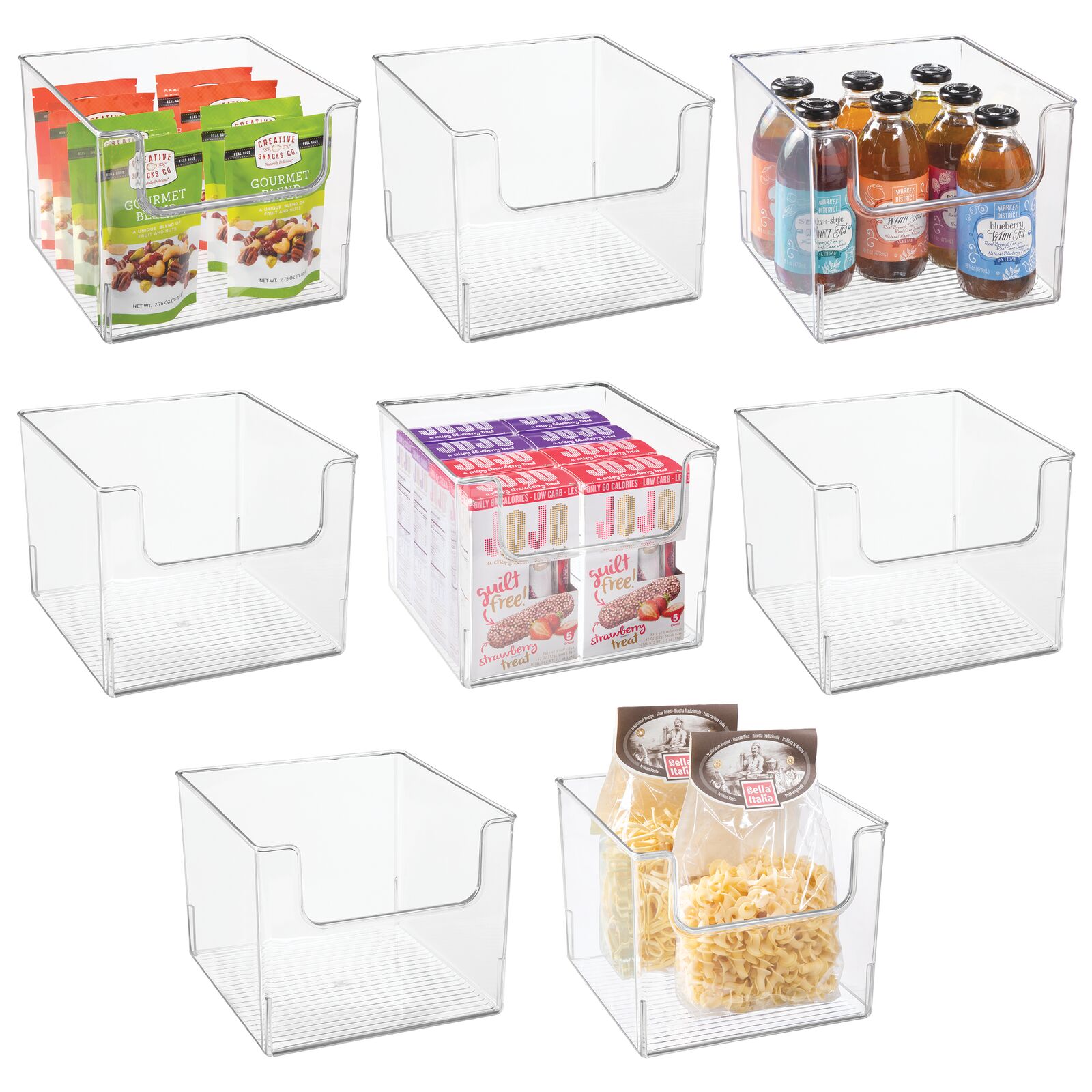 mDesign Kitchen Plastic Storage Organizer Bin with Open Front - 8 Pack ...
