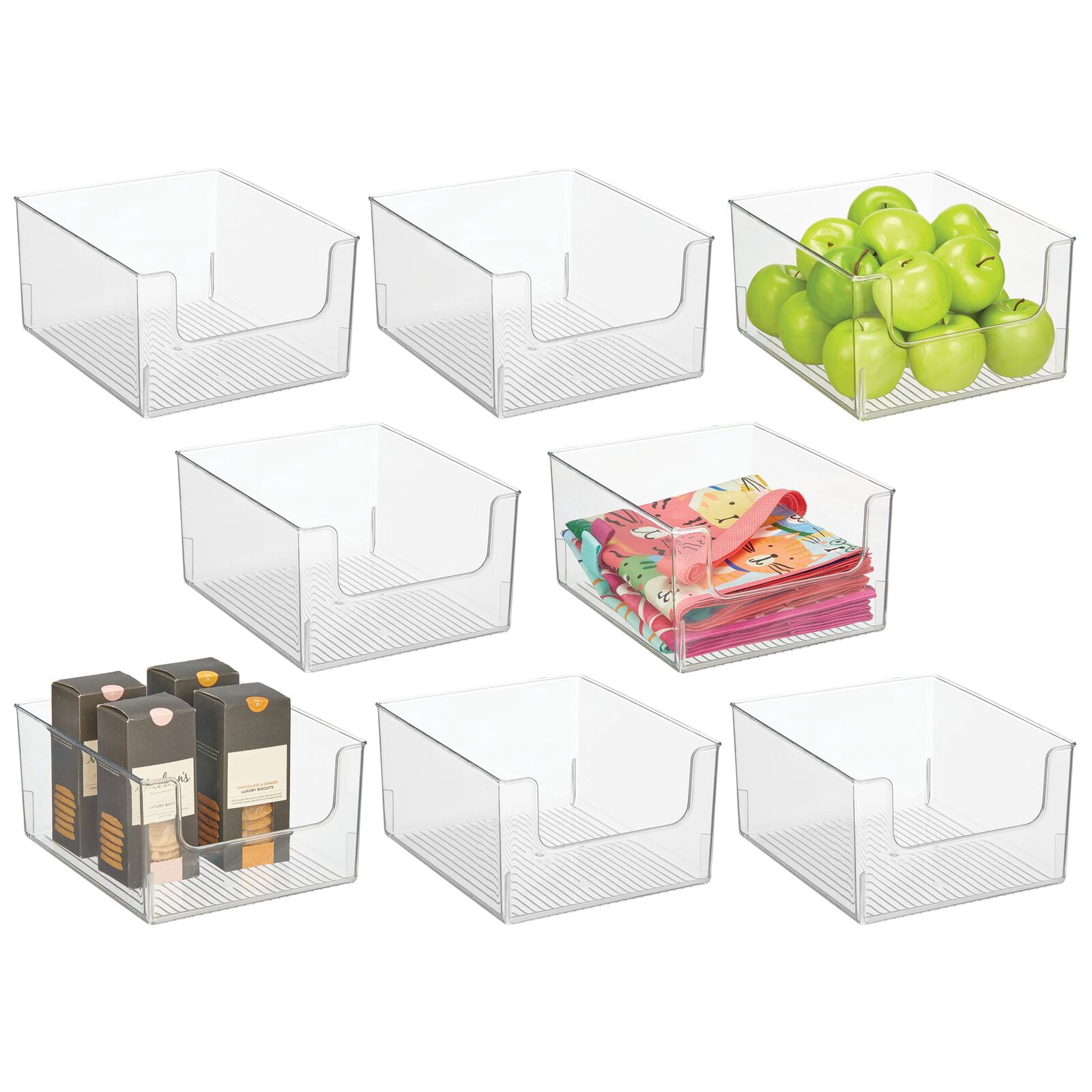 mDesign Kitchen Plastic Storage Organizer Bin with Open Front - 8 Pack ...