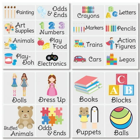 mDesign Labels for Toy Room Storage and Organizing, Includes 24 Labels - Black