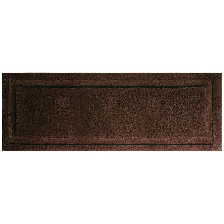 mDesign Large Bath Mat Runner - Non-Skid Bathroom Runner Rug - Chocolate Brown