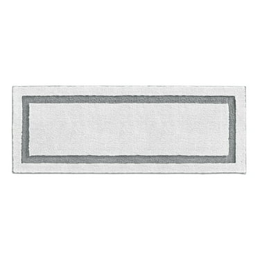 mDesign Large Bath Mat Runner - Non-Skid Bathroom Runner Rug - White/Gray