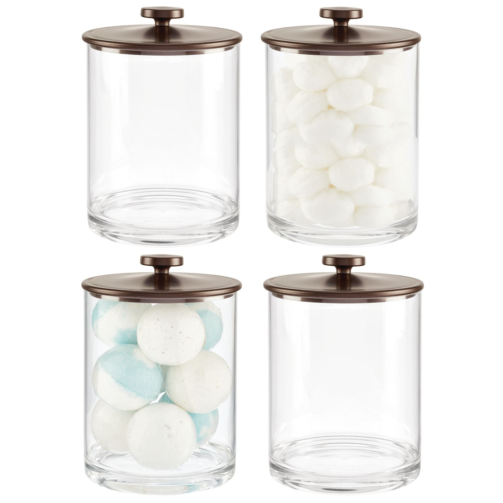 mDesign Large Bathroom Apothecary Storage Canister Jars 4 Pack