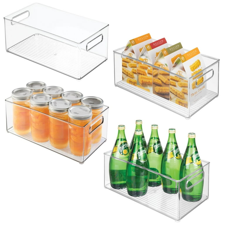 mDesign Tall Plastic Kitchen Food Storage Organizer Bin with Handles - Clear