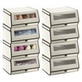 thumbnail image 1 of mDesign Large Fabric Closet Shoe Storage Box, 8 Pack, Cream/Espresso Brown, 1 of 9