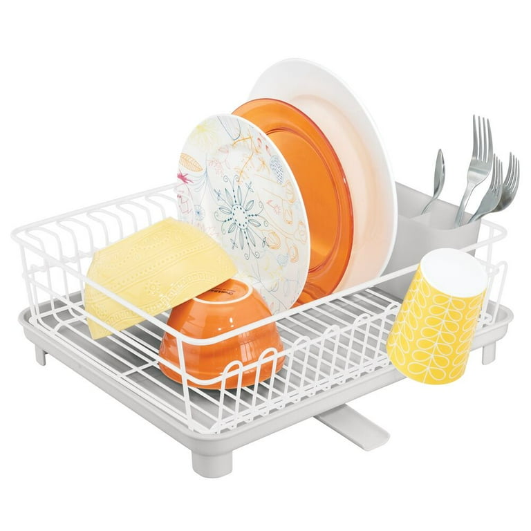 mDesign Large Kitchen Dish Drying Rack with Swivel Spout, Pieces