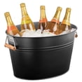 thumbnail image 1 of mDesign Large Metal 4.75 Gallon Beverage Tub Cooler, Bamboo Handles, Matte Black, 1 of 7