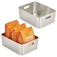 thumbnail image 1 of mDesign Large Metal Kitchen Storage Container Bin, Handles, 2 Pk, Brushed Chrome, 1 of 8