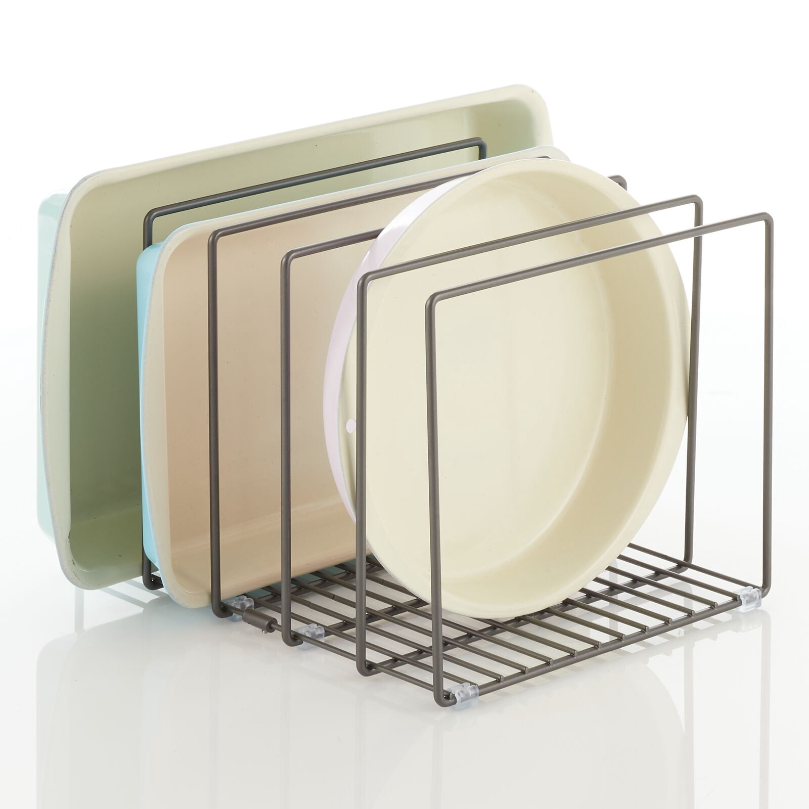 mDesign Large Metal Wire Cookware Organizer Rack with 5 Divided Slots ...