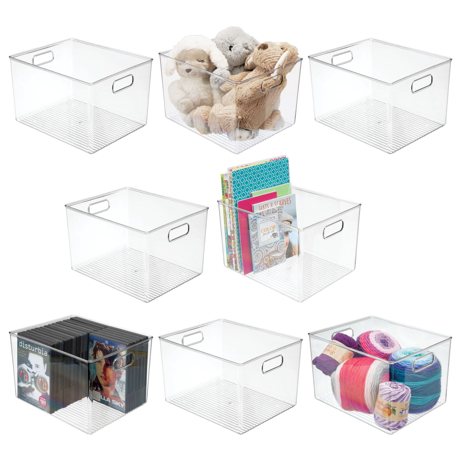 mDesign Large Plastic Organization Storage Bin with Handles - 8 Pack ...
