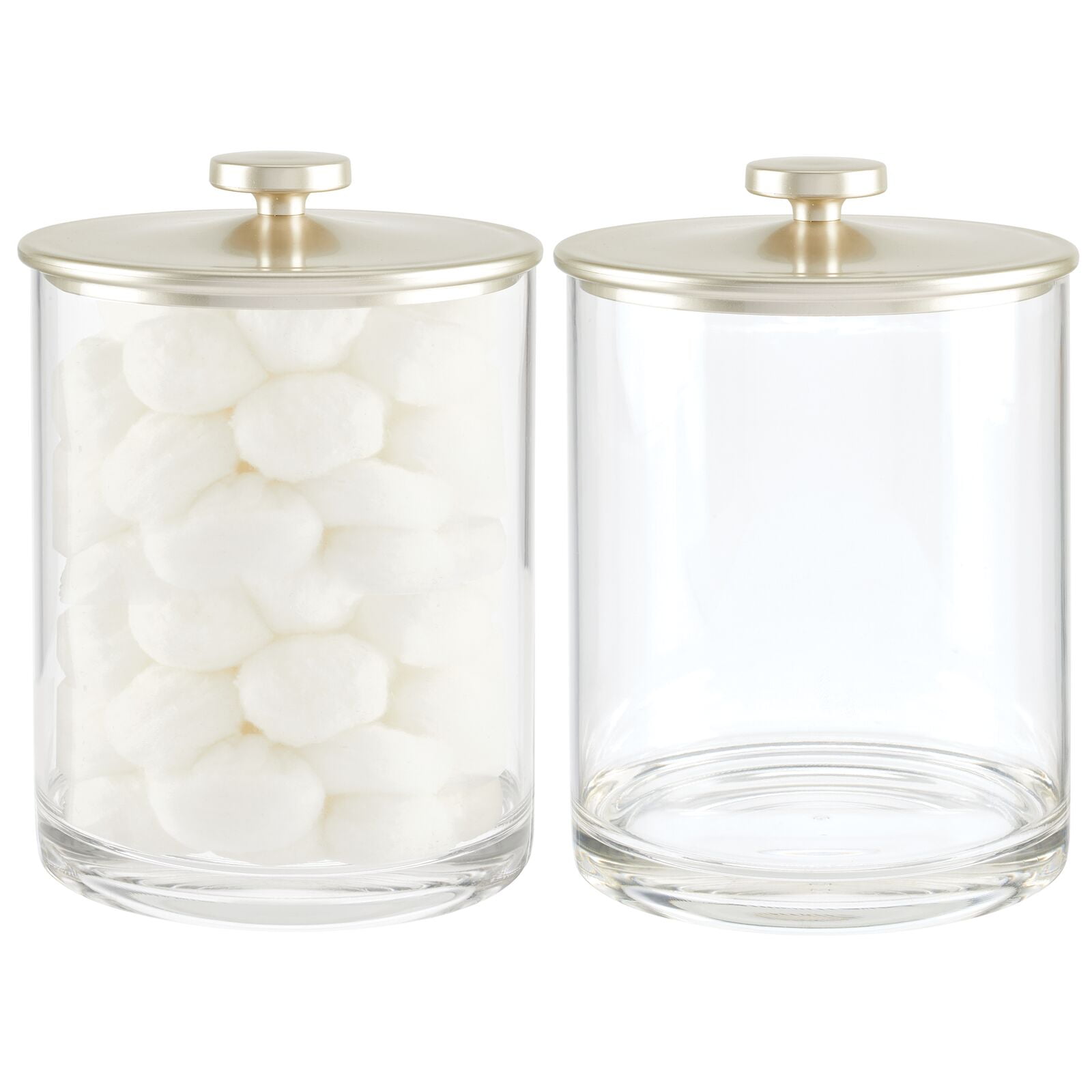 mDesign Large Plastic Modern Bathroom Apothecary Jar, 2 Pack, Clear ...