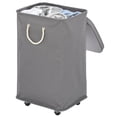 thumbnail image 1 of mDesign Large Polyester Rolling Laundry Hamper - Wheels, Lid, Handles, Dark Gray, 1 of 6