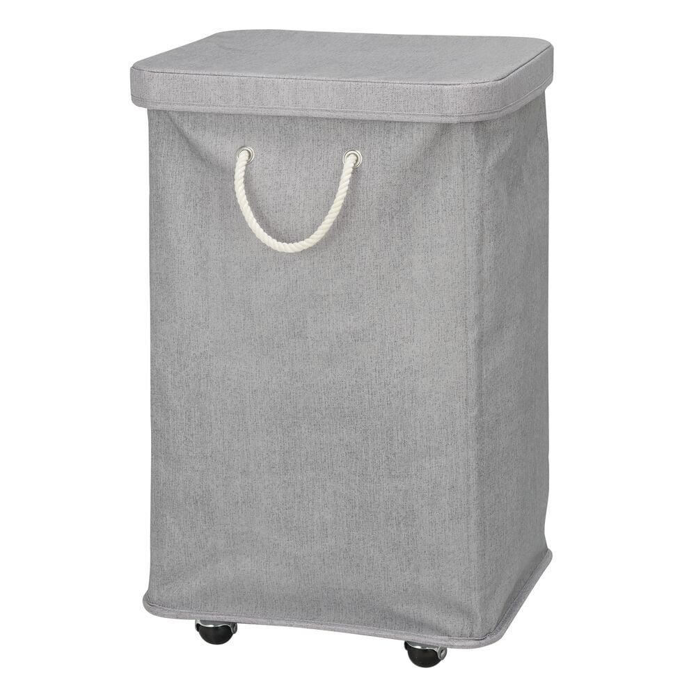 mDesign Large Polyester Rolling Laundry Hamper with Wheels, Lid