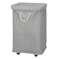 thumbnail image 1 of mDesign Large Polyester Rolling Laundry Hamper with Wheels, Lid, Handles, Gray, 1 of 6