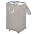 thumbnail image 1 of mDesign Large Polyester Rolling Laundry Hamper with Wheels, Lid, Handles, Taupe, 1 of 6
