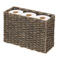 thumbnail image 1 of mDesign Large Rustic Woven Seagrass Toilet Tank Bath Storage Basket, Black Wash, 1 of 6