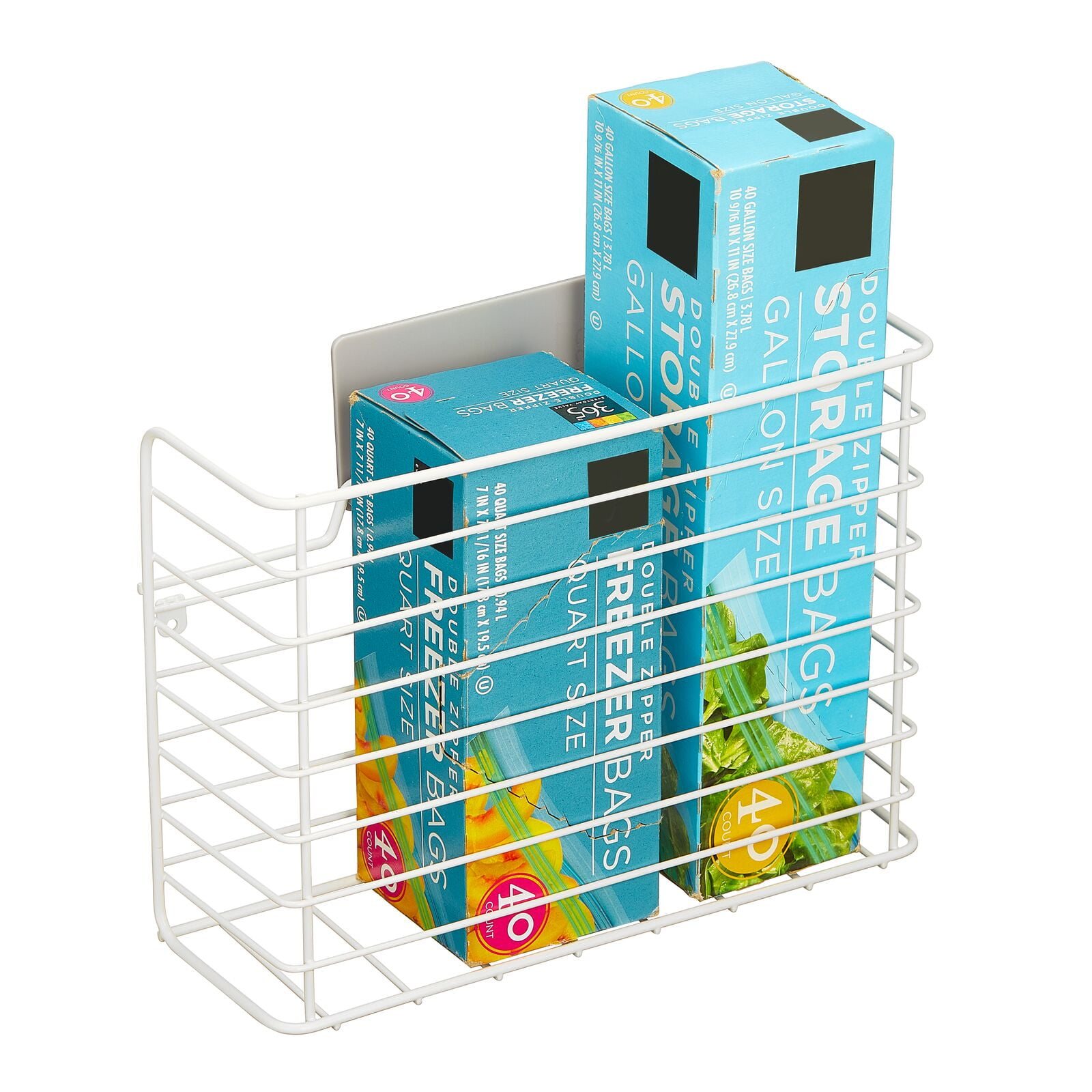 mDesign Large ShelfAdhesive Metal Kitchen Hanging Organizer Basket