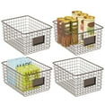 thumbnail image 1 of mDesign Large Steel Kitchen Organizer Basket with Label Slot, 4 Pack - Bronze, 1 of 9