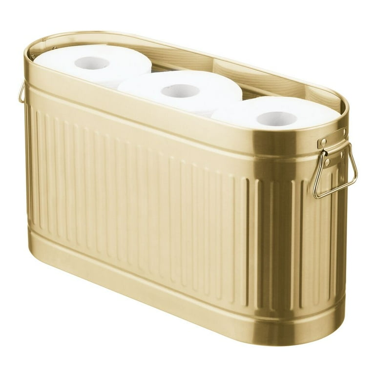 mDesign Large Steel Toilet Paper 6-Roll Bathroom Organizer Bin Box, Cream