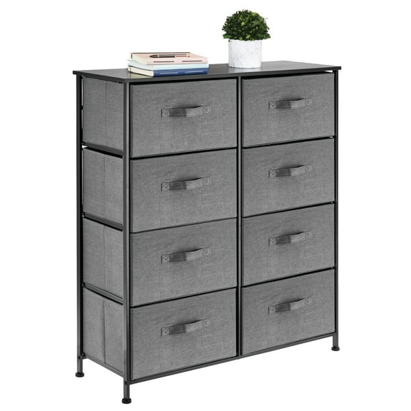 mDesign Large Storage Dresser Furniture, 8 Removable Fabric Drawers, Dark Gray