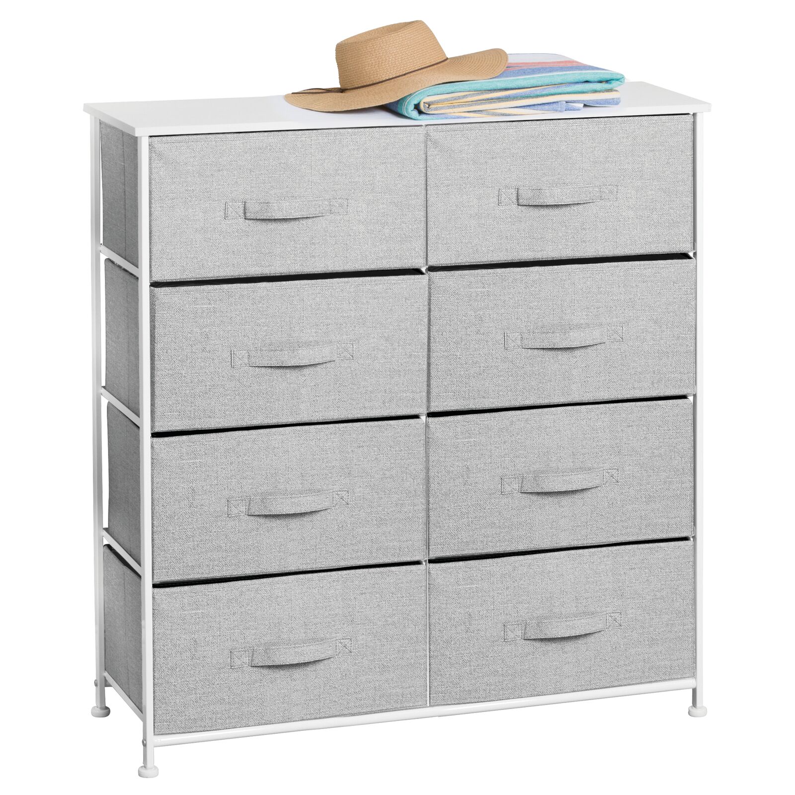 mDesign Large Storage Dresser Furniture with 8 Removable Fabric Drawers, Gray - image 1 of 6