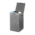 thumbnail image 1 of mDesign Large Laundry Hamper Basket with Hinged Lid and Attached Handles - Portable and Foldable for Compact Storage - Single Hamper Design, Textured Print with Solid Trim - Charcoal/Black, 1 of 7
