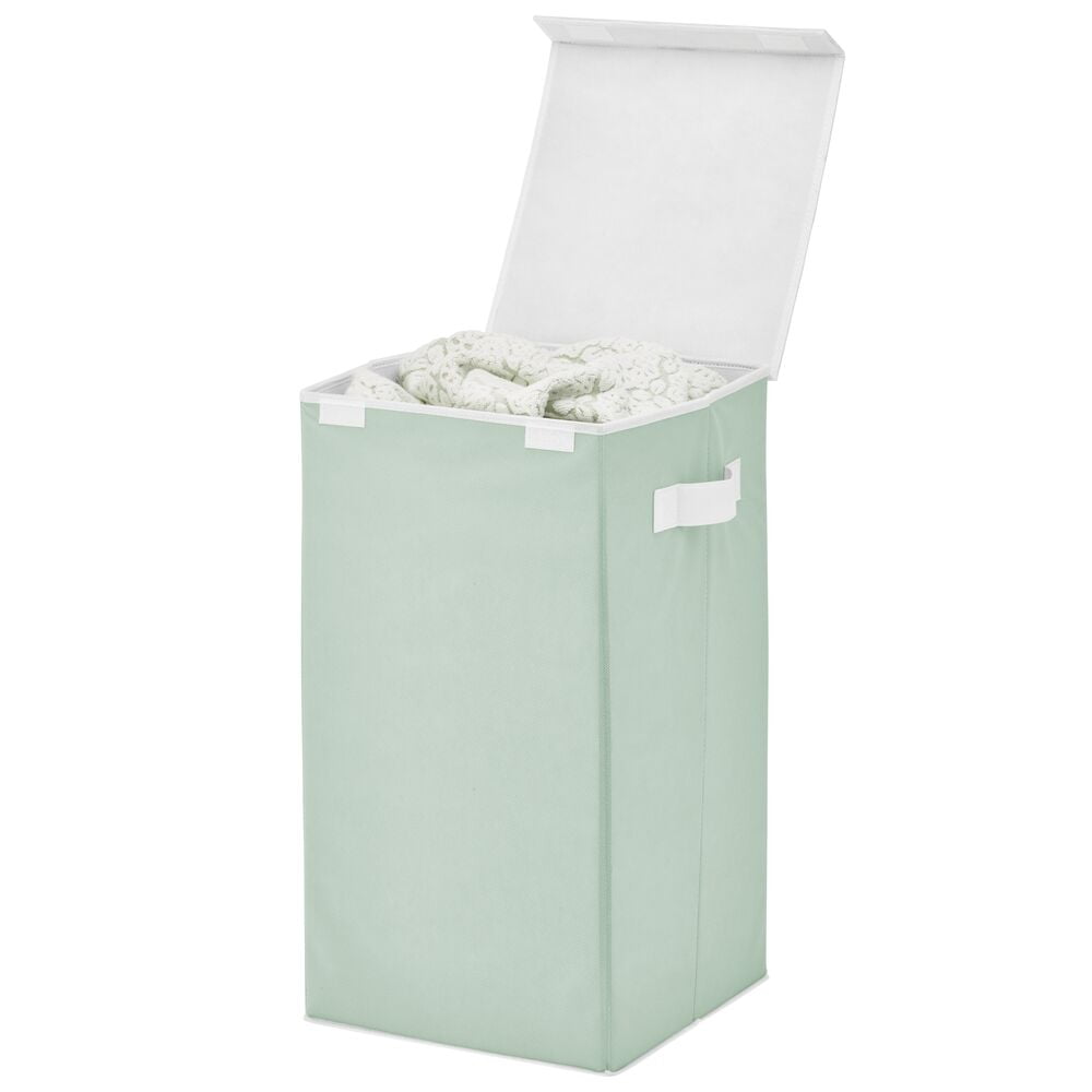 mDesign Large Upright Laundry Hamper, Hinge Lid and Handles Mint