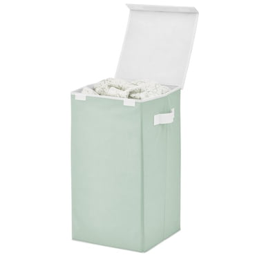 Mind Reader 40L Slim Laundry Hamper, Lid, Wicker Design, Plastic, 18"L ...