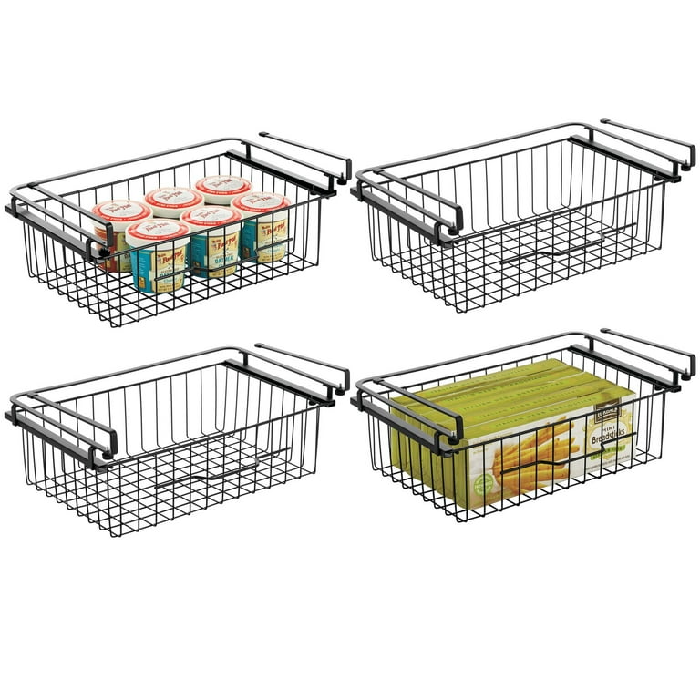 mDesign Under Shelf Organizer for Cabinet - Hanging Storage Basket