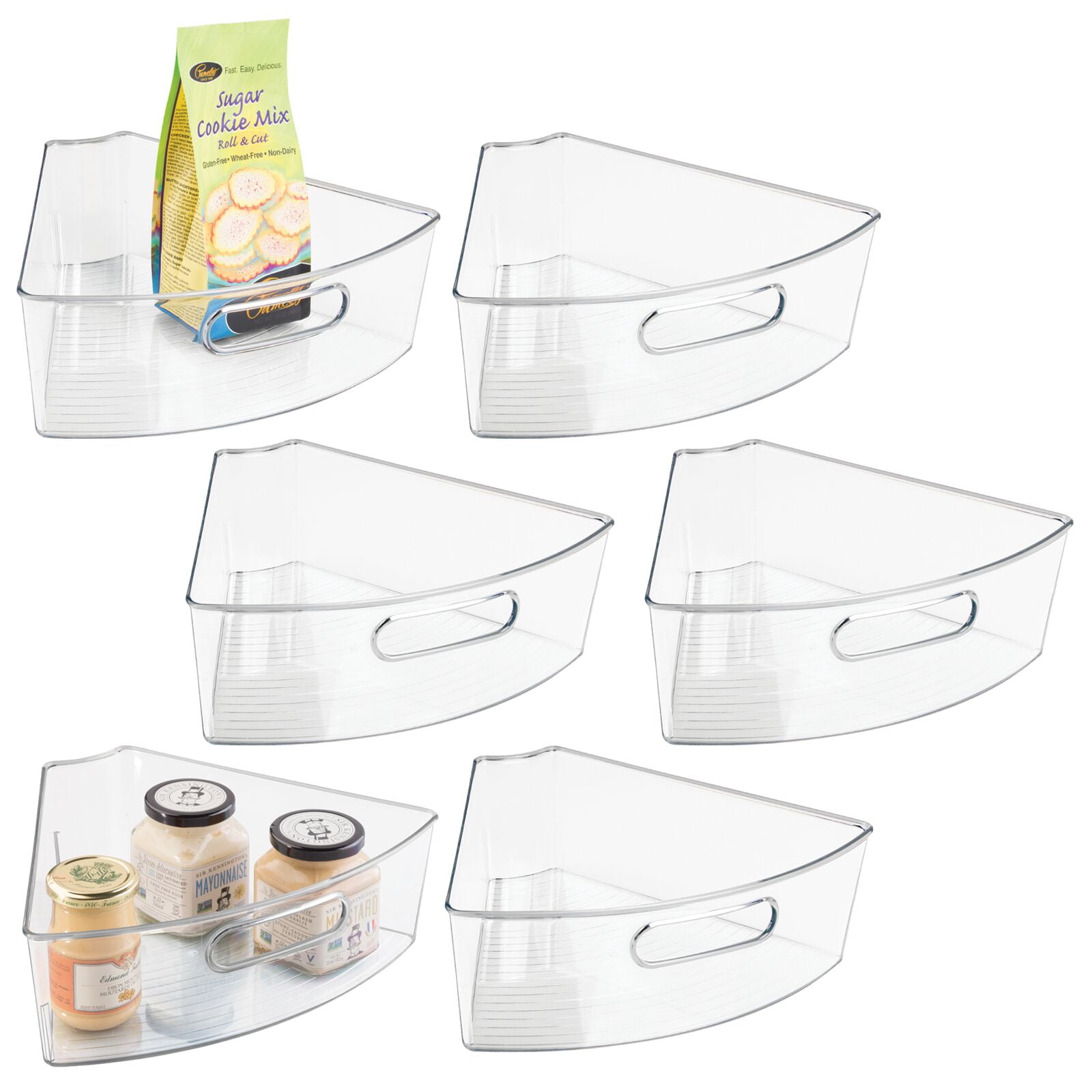 mDesign Lazy Susan Kitchen Food Storage Organizer Bin 6 Pack Clear