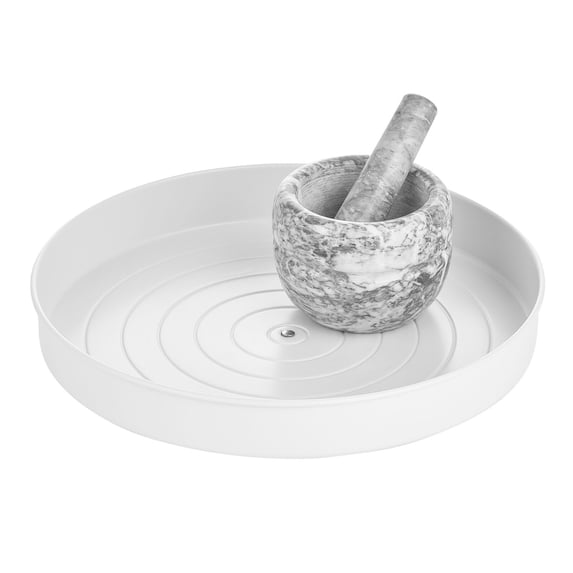 mDesign Lazy Susan Metal Turntable 12" Spinner, Kitchen Organization - White