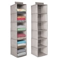 thumbnail image 1 of mDesign Long Fabric Over Closet Rod Hanging Organizer, 6 Shelves, 2 Pack - Linen, 1 of 7
